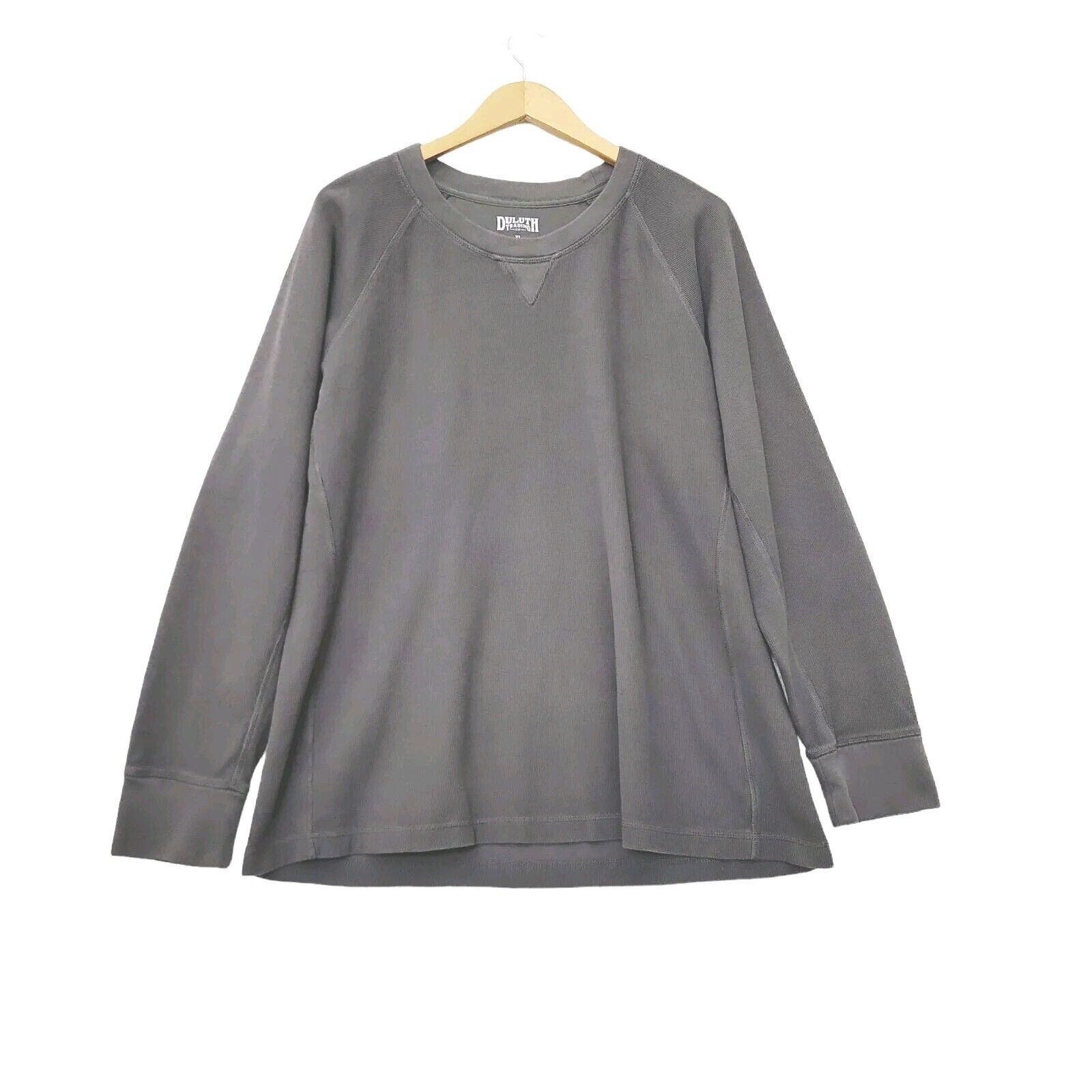 Duluth Trading Longtail Shirt Gray Cotton Long Sleeve Ribbed Pullover Men's Xl